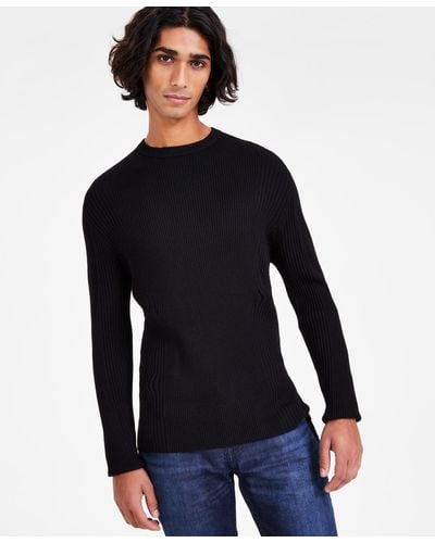 INC International Concepts Ribbed-knit Sweater - Black