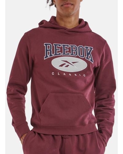 Reebok Archive Essentials Regular-fit Embroidered Logo Fleece Hoodie
