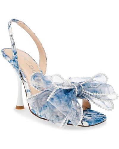 Betsey Johnson Fawn Mesh Bow Heeled Sandals - Blue