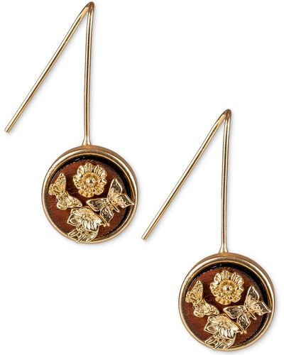 Patricia Nash Gold-tone Wooden Multi Butterfly Drop Earrings - Metallic