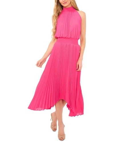 Cece Pleated Halter Midi Dress - Pink