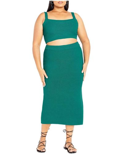 City Chic Plus Size Knit Set Dress - Green