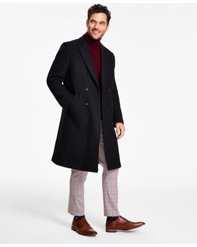 Tommy Hilfiger Modern-fit Solid Double-breasted Overcoat - Blue