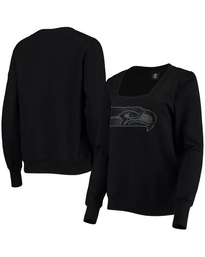 Cuce Seattle Seahawks Winners Square Neck Pullover Sweatshirt - Black