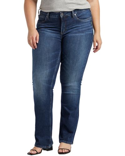 Silver Jeans Co. Plus Size Suki Slim Bootcut Jeans - Blue