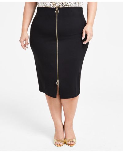 INC International Concepts Plus Size Zip-front Pencil Skirt - Black