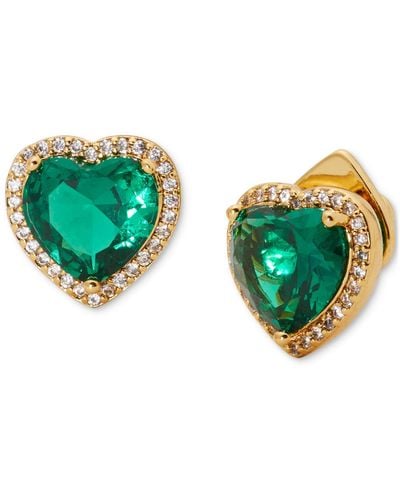 Kate Spade Cubic Zirconia Heart Halo Stud Earrings - Green