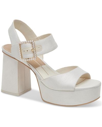 Dolce Vita Bobby Pearls Ankle-strap Two-piece Platform Sandals - White