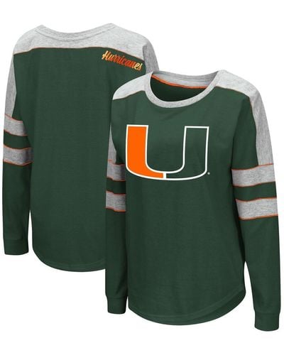 Colosseum Athletics Miami Hurricanes Trey Dolman Long Sleeve T-shirt - Green
