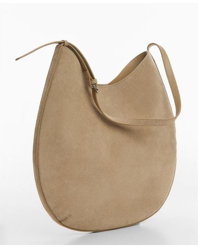 Mango Leather Shoulder Bag - Natural