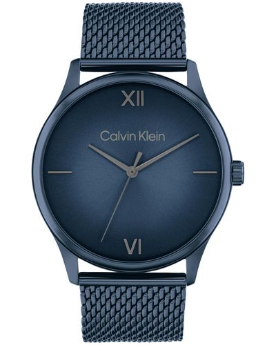 Calvin Klein Ascend Stainless Steel Mesh Bracelet Watch 43mm - Blue
