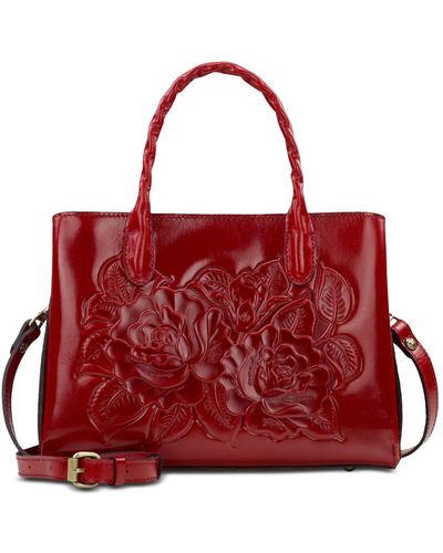 Patricia Nash Genovese Medium Leather Top Handle Bag - Red