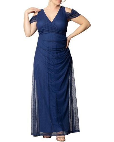 Kiyonna Plus Size Seraphina Mesh Gown - Blue