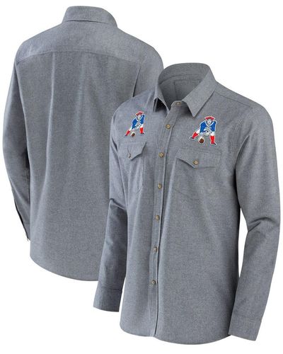 Fanatics Nfl X Darius Rucker Collection By New England Patriots Chambray Button-up Long Sleeve Shirt - Gray