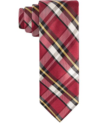 Tayion Collection Crimson & Cream Plaid Tie - Pink