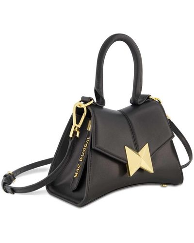 Mac Duggal Gold Hardware Detail Angular Mini Leather Handbag - Black