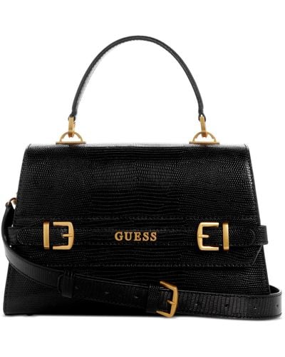 Guess Sestri Top Handle Small Flap Handbag - Black