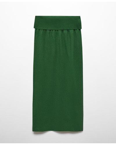Mango Long Knitted Skirt - Green