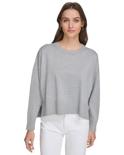 DKNY Studded Sweater - Gray