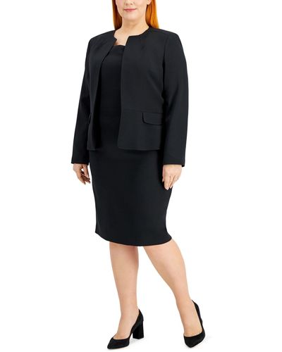 Le Suit Plus Size Cardigan Jacket & Sheath Dress - Black