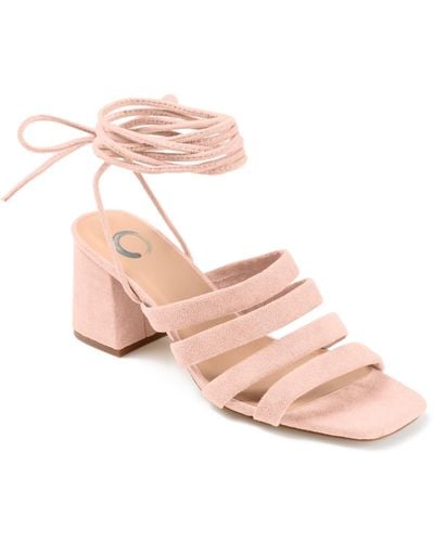 Journee Collection Sevyn Tie-up Sandals - Pink