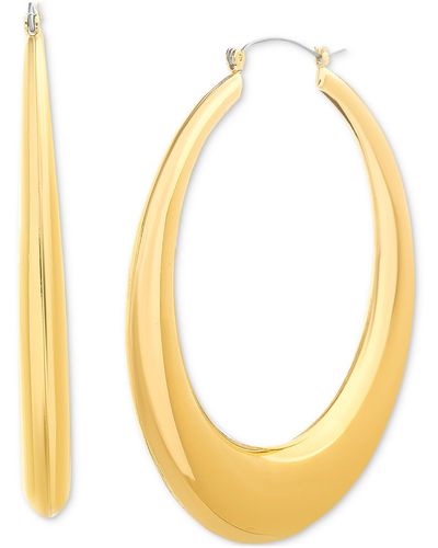 Kensie Tone Wide Large Hoop Earrings - Metallic