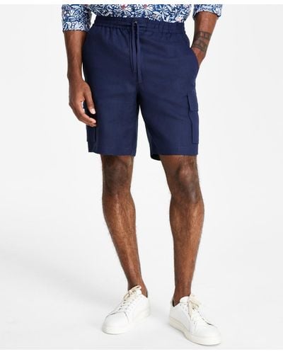 Club Room Regular-fit Linen Cargo Shorts - Blue