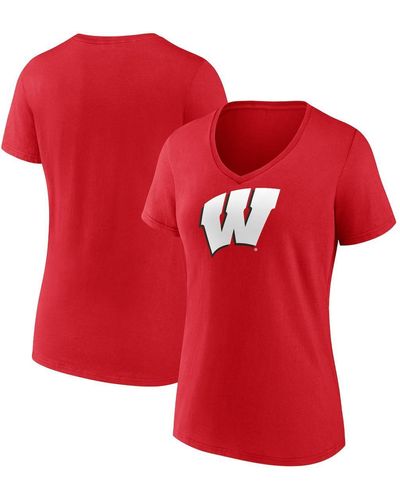Fanatics Wisconsin Badgers Evergreen Logo V-neck T-shirt - Red