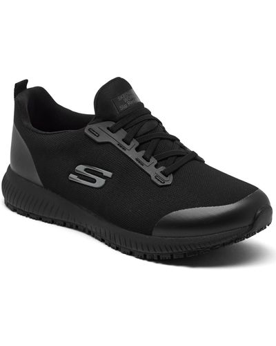 Skechers Work: Squad Slip Resistant Wide Width Athletic Work Sneakers From Finish Line - Black