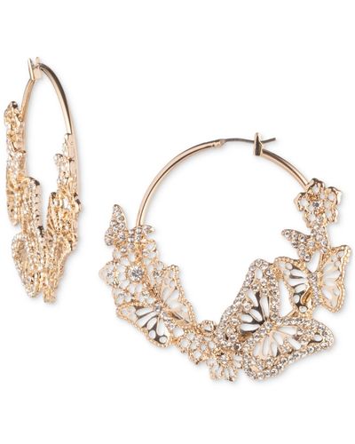Marchesa Gold-tone Crystal Butterfly Statement Hoop Earrings - Metallic
