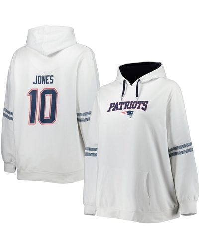 Profile Mac Jones New England Patriots Plus Size Name And Number Pullover Hoodie - White