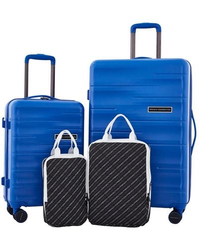French Connection 4pc Expandable Rolling Hardside luggage Set - Blue