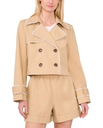 Cece Cropped Scallop-trim Trench Jacket - Natural