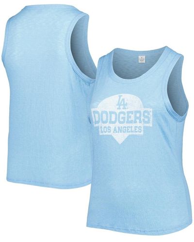 Soft As A Grape Los Angeles Dodgers Plus Size High Neck Tri-blend Tank Top - Blue