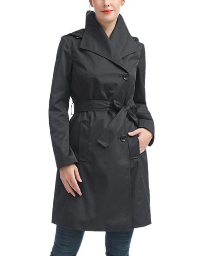 Kimi + Kai Kimi + Kai Elsa Water-resistant Hooded Trench Coat - Black