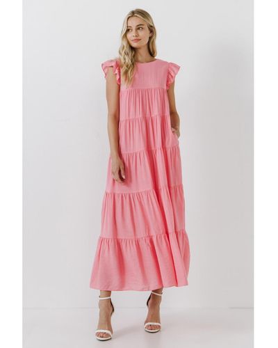 English Factory Tiered Maxi Dress - Pink