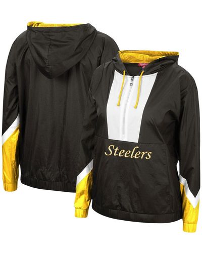 Mitchell & Ness Pittsburgh Steelers Half-zip Windbreaker Hoodie Jacket - Black