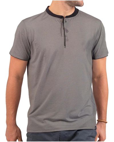 Mio Marino Short Sleeve Henley T-shirt - Gray