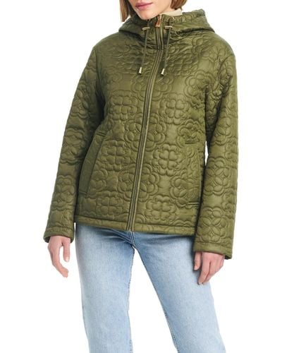 Kate Spade Signature Zip-front Water-resistant Quilted Jacket - Green
