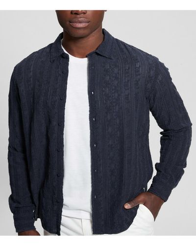 Guess Indio Embroidery Long Sleeve Shirt - Blue