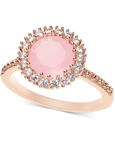 Charter Club Tone Pave & Color Crystal Halo Ring - Pink