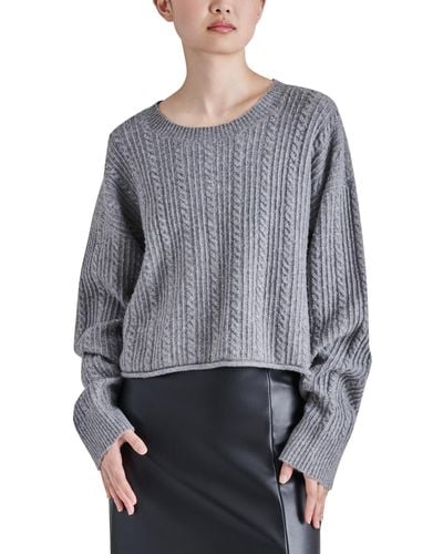 Steve Madden Aerin Cable-knit Crew Neck Sweater - Gray