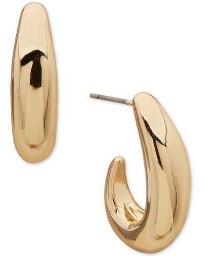 Anne Klein Tone Domed J Hoop Earrings - Metallic