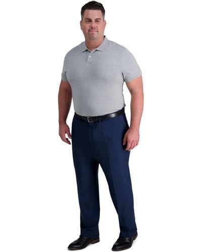 Haggar Big & Tall Premium Comfort Stretch Classic-fit Solid Flat Front Dress Pants - Blue