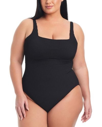 Bleu Rod Beattie Plus Size Square-neck One-piece Swimsuit - Black