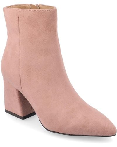 Journee Collection Sorren Tru Comfort Foam Covered Block Heel Pointed Toe Booties - Pink