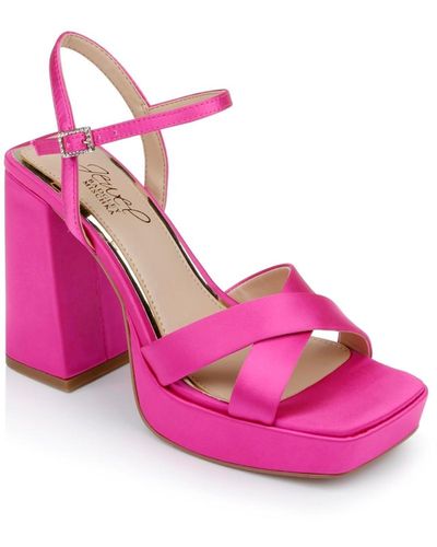 Badgley Mischka Rainbow Platform Evening Sandals - Pink