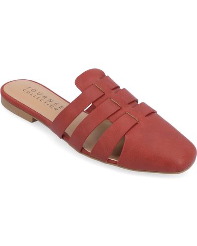Journee Collection Jazybell Caged Slip On Mules - Red
