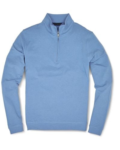 Scott Barber Stripe Zip Mock Sweatshirt - Blue