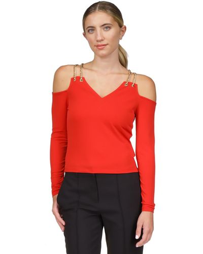Michael Kors Michael Chain Cold-shoulder Top - Red